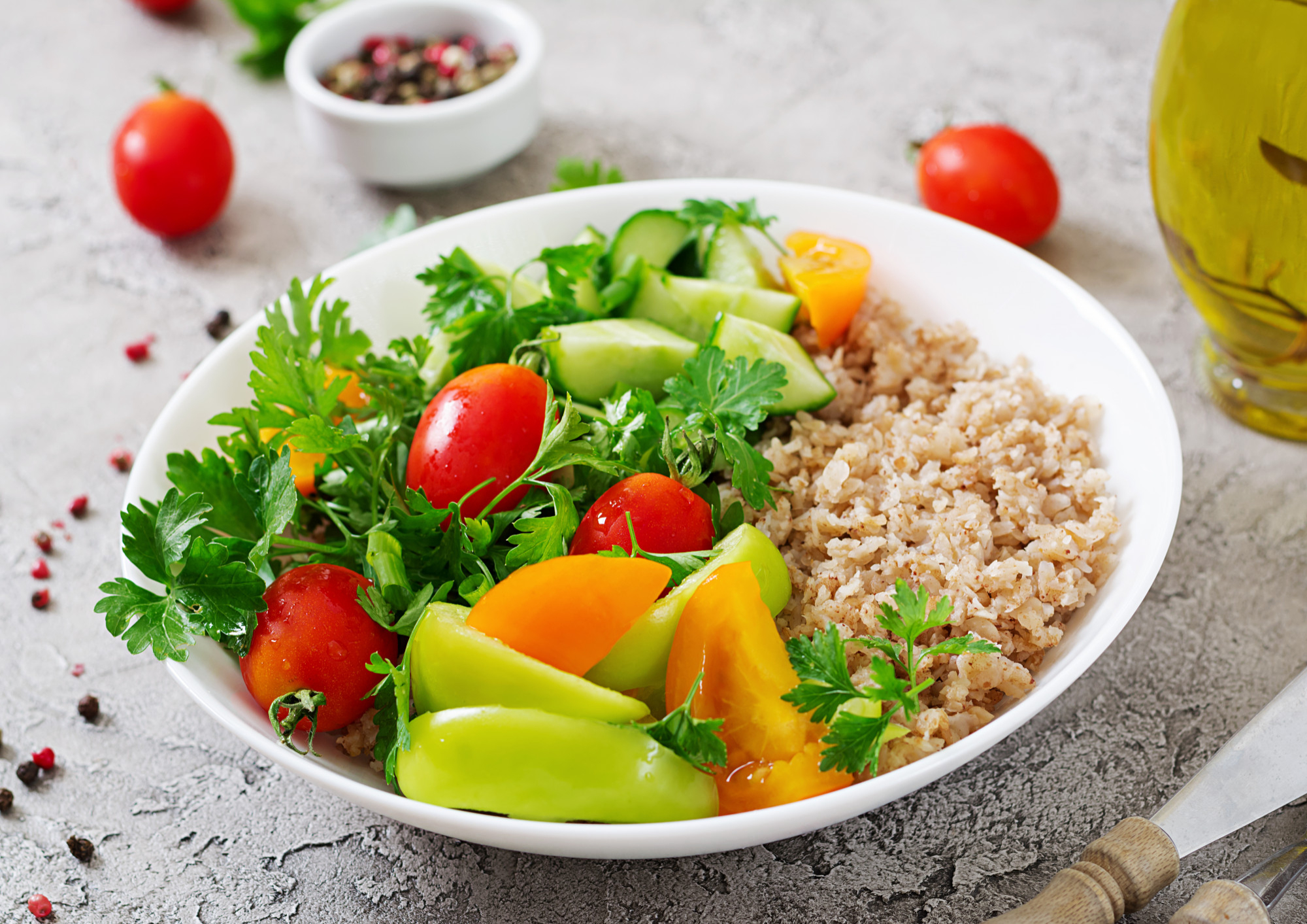 A bright natural kitchen prepared for colourful everyday cooking